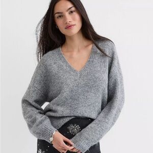 Loft Cozy Gray V-Neck Sweater